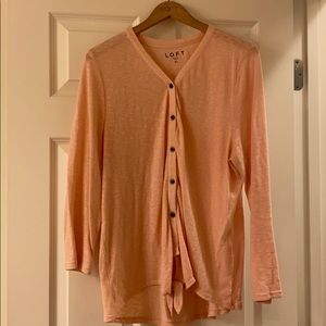 Pink striped 3/4 length sleeve tee